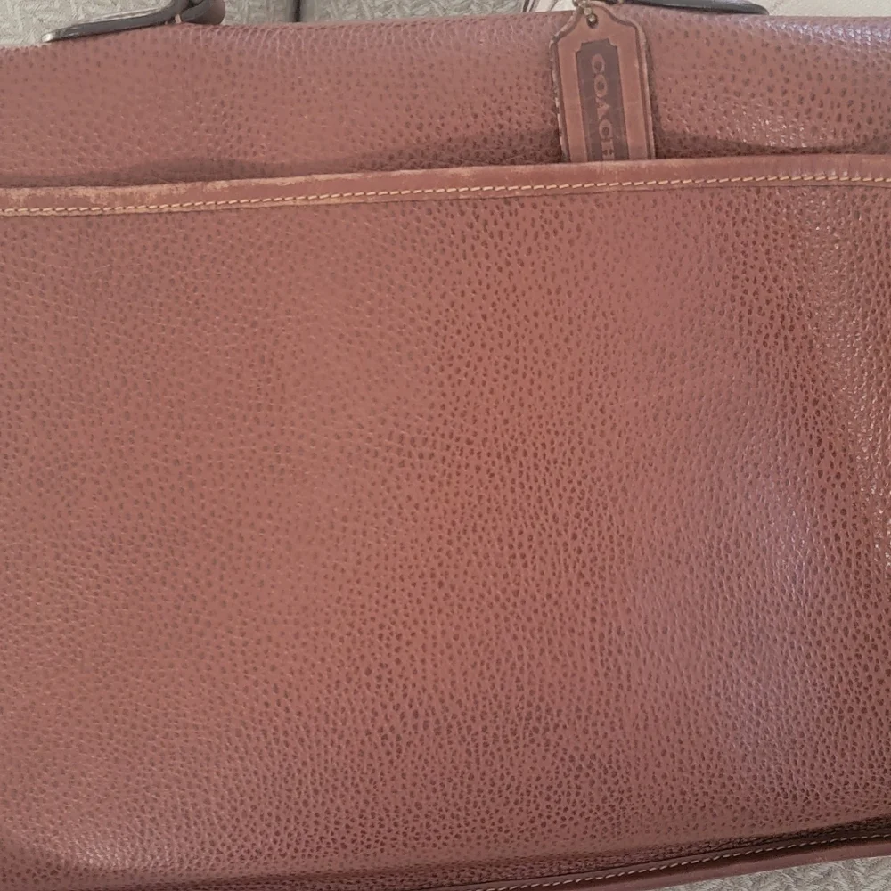 Coach Brown Leather Laptop Bag with Gold Hardware